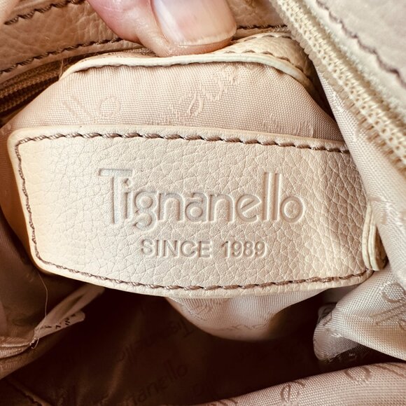 TIGNANELLO WOMEN CROSSBODY TAN PEBBLE LEATHER BAG WITH ADJUSTABLE STRAP - Picture 8 of 13